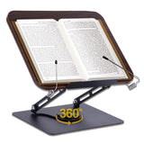 ASIEIT Book Stand for Reading, Adjustable Book Holder with 360° Rotating Bases & Elastic Page Clips, Foldable Bible Stand, Portable Reading Stand for Bible, Recipe, Magazine, Tablets, Laptops, Brown