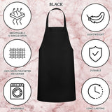 GREEN LIFESTYLE 12 Pack Professional Chef Apron – Grilling Aprons for Men, Waterproof Cooking Aprons for BBQ, Work or Restaurant Use, Kitchen Aprons for Women – Black, No Pockets