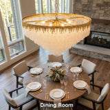 kvtinmty Modern Luxury Crystal Chandelier, D36 Large Crystals Chandelier for Living Room, 6-Tier High Ceiling Gold Chandeliers for Staircase, Foyer, Entryway, Dining Room, Bedroom