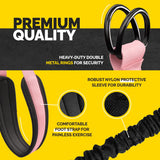 Pull Up Assistance Bands Set - 4 Heavy-Duty Pull Up Bands, Height Adjustable Strap & Comfortable Foot Strap - Stackable Pull Up Resistance Bands for Pull Ups (Pink)