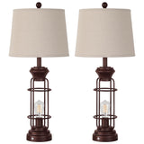 Reaketon Table Lamps for Living Room Set of 2, 28" Tall Farmhouse Table Lamp with Oil Rubbed Bronze Finish, Bedroom Lamps for Nightstand with White Oatmeal Lampshade, 4 Bulbs Included