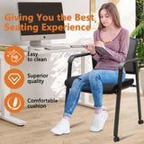 CLATINA Black Waiting Room Chair with Wheels Mesh Back Stacking Arm Chairs