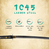 Hand Forged 1045 Carbon Steel Narcissus Katana, Full Tang Sword