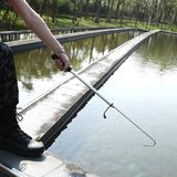 BE-TOOL Fishing Gaff Hook Telescopic Stainless Steel Fishing Hand Gaff with Soft EVA Handle Wrist Strap for Ice Freshwater Saltwater Fishing (Middle)
