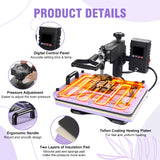 Heat Press Machine 12x15 Inch, 360° Swing Away 5 in 1 Heat Transfer Machine