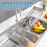 SHENJIA Wall Mounted Dish Drying Rack, 2-Tier Stainless Steel Hanging Dish Drainer with Chopsticks Knife Holder Drainboard, Kitchen Supplies Plates Bowls Cups Storage Shelf (23.6x11.8x19.7in)