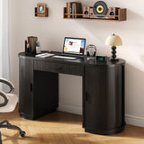 ONBRILL 58" Fluted Office Executive Desk with Ample Storage Drawer,Black