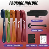 WHATAFIT Resistance Bands,Pull Up Assist Bands Set with Handles, Exercise & Workout Bands with Door Anchor for Men & Women – Home Fitness Equipment for Strength Training, Stretching