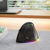 IDJXNXYDH Ergonomic Vertical Wireless Mouse Bluetooth & 2.4G USB Receiver RGB Backlit Rechargeable Mute Vertical Mouse Multi Device Switch for Office PC Mac