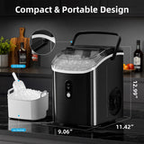 Antarctic Star Nugget Ice Maker Countertop with Soft Chewable Ice, Portable Sonic Ice Maker with Basket and Scoop, Removable Top Cover (Stainless Steel Black)