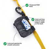 Dog Poop Bag Dispenser for Leash, Corduroy Pet Waste Bag Holder with Clip, Portable Cute Embroidered Poop Bag Carrier with Zipper, Fits Standard Size Poop Bag Rolls (Dark denim)