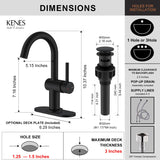 KENES Matte Black Bathroom Sink Faucet, Bathroom Faucets Single Handle Modern Prep Wet Bar Sink Faucets with Drain Assembly & Deck Plate, Farmhouse RV Camper Outdoor Utility Faucet, KE-9005B-2