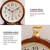 rnuie Desk Clock for Table Decor, Retro Mantel Clock Battery Operated for Fireplace Mantel, Living Room, Bedroom, Office, Desktop Decoration(Second Brown)