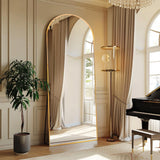 ZHUNFA 64x22 Arched Full Length Mirror Gold,Oversized Floor Standing Mirror with Rust-Resistant Aluminum Frame & Anti-Tilt Base, Modern Arched-Top Design for Bedroom, Living Room, Entryway.