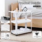 XCX 3 Tier Metal Utility Rolling Cart with Wheels, White