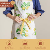 Maison d' Hermine Apron for women with Pocket 100% Cotton 27.50"x31.50" 1 Piece Adjustable Neck Strap & long ties Apron Men, Chef, Wedding, Cooking, Gardening, Server Spring/Summer (Limoncello)