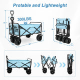 Yesker Foldable Wagon - 300lbs Collapsible Garden Carts with All Terrain Wheels for Outdoor Camping Sports Shopping Gardening  (Blue)