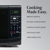 Farberware 0.7 Cu. Ft. Countertop Microwave Oven – 700 Watts Power, Auto Cook Settings, Defrost, Easy Clean and Child Safety Lock - Black