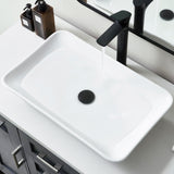 NOHALIPY 24*15 Inch Glossy White Modern Art Countertop Bathroom Vessel Sink, Decorative-Functional Ceramics Rectangle Vessel Sinks, Elegant Above Counter Large Washbasin Bowl for Bathroom Vanity, RVs