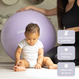 BABYGO Birthing Ball - Pregnancy Yoga Labor & Exercise Ball & Book Set Trimester Targeting, Maternity Physio, Birth & Recovery Plan Included Anti Burst Eco Friendly (Lavender, 75cm - Electric)