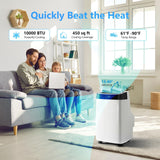 TROPOW Portable Air Conditioner,10000 BTU for Rooms up to 450 Sq. Ft.,3-in-1 design,Featuring 3 Speed Settings, Energy Efficiency, Low Noise Operation, and Timer,White and Grey