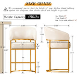 Modern Counter Height Bar Stools,Bar Stools Set of 6,PU Leather Upholstered Barrel Barstools with Backs