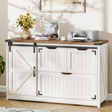 Farmhouse Lateral File Cabinet with Sliding Barn Door, 3 Drawers Filing Storage Cabinets with Adjustable Shelf