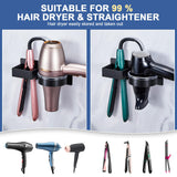 YAYINLI Hair Straightener Holder Wall, Blow Dryer Holder Wall Mounted Hairdryer Holder for Bathroom, Hair Tools Organizer & Storage Curling Iron Holder, Salon Hair Dryer Holder (Black)