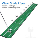 Ponsonbay Golf Putting Mat Indoor & Outdoor Professional Golf Practice Putting Green Mat with Distance Marker Anti Slip Backing Golf Training Accessories Portable Matt
