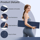 Foldable Yoga Mat, 74"Lx32"Wx1/3"Thick, Folding Exercise Mat, Non-slip Wide Pilates Mats for Home Workout/Travel, Portable Yoga Mat Thick (Navy Blue)