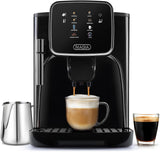 Zulay Kitchen Magia Clasica Automatic Espresso Machine with Built-In Grinder, Touch Panel Coffee Maker, Steam Wand Milk Frother, Adjustable Strength, Self-Cleaning, Black (13" x 17.7" x 9.4")