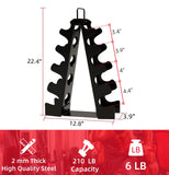 Weight Rack for Dumbbells, 5 Tiers Compact A-Frame Home Gym Organizer, Dumbbell Rack Stand Only, Alloy Steel Dumbbell Rack t (Dumbbells Not Include)