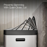 Kohler K-23828-ST 82-Liter Stainless Steel Dual-Bin Step Trash Can, Fingerprint Resistant, Soft-Close Lid, Kitchen or Office