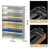 QJSZMEI Cigarette Rack with Lock Sliding Doors, Aluminum Alloy Cigarettes Organizer with Automatic Pusher, Transparent Cigarette Display Case for Retail for Supermarket Stores(Silver, 24.6x6.8x35.4)