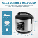 AROMA Digital Rice Cooker, 4-Cup (Uncooked) / 8-Cup (Cooked), Steamer, Grain Cooker, Multicooker, 2 Qt, Stainless Steel Exterior, ARC-914SBD