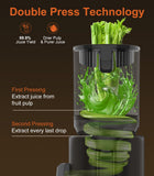 URVIBY Juicer Machines, 5.3" Large Feed Chute Cold Press Juicer with Double Press Technology, 400W Motor, High Juice Yield, Easy to Clean, Masticating Juicer for Whole Vegetables & Fruits, Dark Black