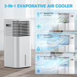 24" Windowless Portable Air Conditioner, 15H Timer & 120°Oscillation, 3-IN-1 Portable AC Unit with Remote, 2-Gal Tank, 3 Modes & 3 Speeds, Ultra-Quiet Ventless Swamp Cooler for Home Office, Snow