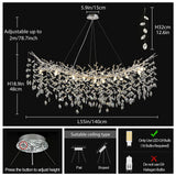 kvtinmty Modern Crystal Silver Chandelier, 55" Large Rectangular Oval Tree Branch Crystal Chandeliers for Dining Room,16-Light Flush Mount K9 Crystal Chandeliers, for Kitchen Island,Dining Room