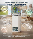 Afloia Humidifier for Bedroom Large Room - Mist Free Evaporative 2 in 1 Humidifier and Air Purifier in One Combo for Home with Top Fill 5L Tank/Humidity&Air Quality Sensor/2-24H Timer
