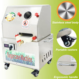 HQHAOTWU Sugarcane Juicer Electric Sugarcane Press Vertical Sugar Cane Juice squeezer 3 Stainless Steel Rollers Sugar Cane Juice Press Extractor with 2 Knives 24V DC or 110V for Home/Commercial Use