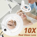 HITTI 10X Magnifier Esthetician Light, 2200 Lumens, Stepless Dimmable, 4 Wheel Rolling Base, LED Lighted Mag Lamp for Lash & Salon SPA, Tattoo, Crafts, Reading- White