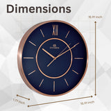 Wall Clock Metal Frame Modern Style 15.9 Inch Silent Analog Roman Numerals Home Decorative for Bedroom, Living Room