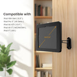 Beelta Tablet Wall Mount with Lock, All Metal Heavy-Duty, 3-Joint Articulating Arm with 360 Rotation, Secure for Kitchen/Business/Retail, Compatible with iPad 10.9"/11"-BSW601BA