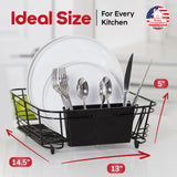 Better Houseware in Sink Dish Drying Rack, Dish Drying Rack in Sink with Non-Slip Handles, Stainless Steel Space-Saving Design, 2-Piece Set with Utensil Holder, 14.5 x 13 x 5 Inch, Black