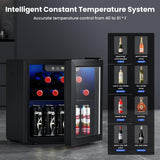 Wine Cooler, 12 Bottle/48 Can Beverage Refrigerator, Mini Fridge Glass Door with Adjustable Shelves Electactic