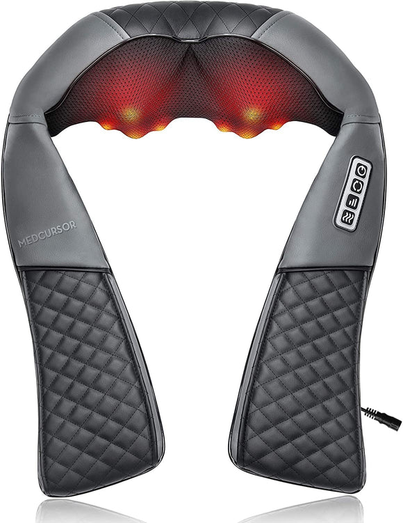 Neck Massager, Portable Electric Shiatsu Back Massage Device with Heat, Deep Tissue 3D Kneading Pillow for Muscle Pain Relief Medcursor