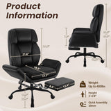 Furmax Big and Tall Office Chair, Criss Cross Legged Chair Wide Seat, Ergonomic Executive Desk Chair with Footrest, Teddy Fleece High Back Vanity Chair for Home Office, Black