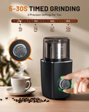 CEVING Hands-Free Blade Coffee Grinder, Cordless Coffee Mill with 5-30S Adjustable Grinding, Triple-Lock Safety & 1500mAh Rechargeable Battery with Removable Bowl, Portable for Camping, Travel, etc.