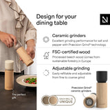 LARS NYSØM Wooden Salt and Pepper Grinder Set Manual with Tray - Salt and Pepper Mills with Adjustable Ceramic Grinder - Elegant Beechwood Pepper and Salt Mill Set for Dining Table (Carbon Black)