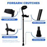 in-Motion Forearm Crutches | Spring Assist Crutches for Adults | Walking Crutch with Ergonomic Handles | Articulating Tips | Size Tall (5'3" - 6'8") | Lightweight & Durable | Charcoal | 350lb Capacity